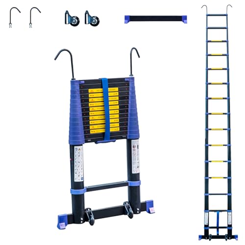 Teleskopleiter 4,4m TELESCOVA14+, Aluminium, Faltbar, Ausziehbar, Multifunktion, Maximale Arbeitshöhe 5,3m, Abnehmbare Haken, 5 Jahre Garantie