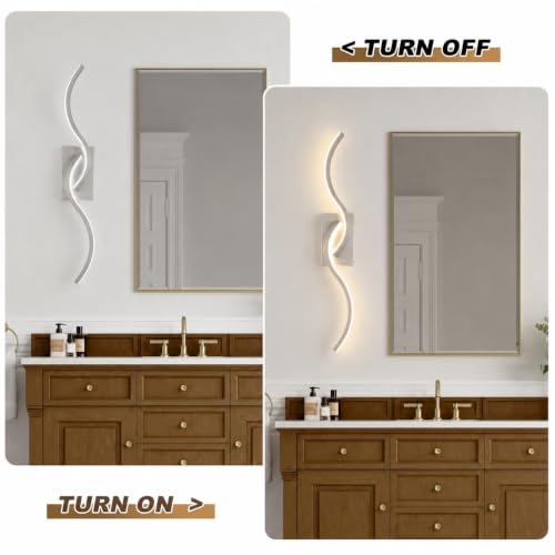 Image of Modern Wall Sconce Set of 2, 31.5 Inch 5CCT Dimmable LED Vanity Light Fixture, Satin Nickel Hardwired 2500K-5300K Wall Lamp, Indoor Bathroom Light Over Mirror for Bedroom Living Room Hallway