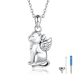 Sterling Silver Cat Urn Necklace for Ashes - S925 Pet Ketty fur Cremation Pendant Memorial Jewelry Gifts for Women Loss Loved One