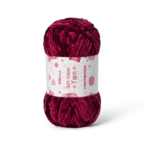 Image of 100g Fluffy Velvet Chenille Yarn for Crocheting and Knitting, 80m (87.5yd) Baby Yarn for Crocheting Soft, Crochet Chunky Yarns Amigurumi Yarns (Burgundy)