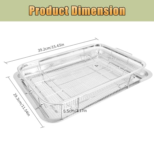 Teglia da Forno con Rastrelliera in Acciaio Inox,15.43x11.54x2.17"Teglia Vassoio Rettangolare per Raffreddare gli Alimenti,per Cuocere Pollo Croccante,Pane,Biscotti,Patatine Fritte e Anelli di Cipolla - immagine 3