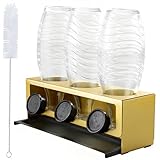 YIGII Sodastream Flaschenhalter,3er Abtropfhalter mit Herausnehmbare Abtropfwanne und Deckelhalter,Flaschenhalter Sodastream Crystal und Emil Flaschen, Gold