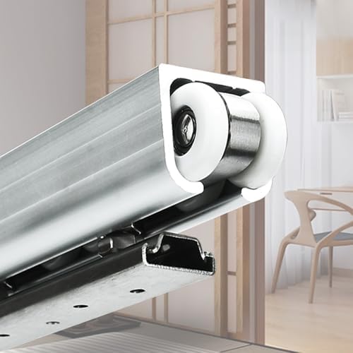 Sliding Pocket Door Hardware Kit - 3ft to 13ft Aluminum Barn Door Track System, Perfect for 2-4 Doors with Rollers - Silver Finish, Durable & Stylish Solution