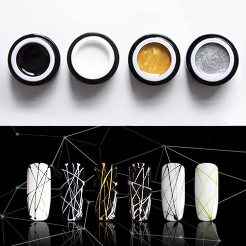 HOT SLAE Spider Gel Nail Art Line Punto de Seda Creativo Tirando Alambre Pintura Gel Barniz Spider Web Gel 3D Relieve Remojar Blanco 4 colores/juego
