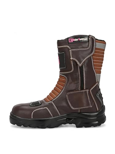 Image of Eego Italy Women's Biker boot /Motorcycle riding boot, real leather upper & anti slip sole with steel toe protection, padded socks, 3M Reflectors,lace free, with rubber gear protector