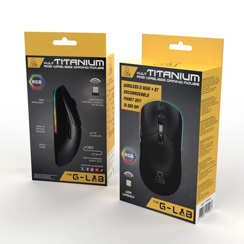 The G-Lab – Kult Titanium Pro – Mouse Wireless gaming con Base di Ricarica – Mouse Bluetooth/USB 2.4GHz/Filo Triple Modalità, RGB,12.000 DPI, 100% Personalizzabile, 100h Autonomia - PC/PS4/PS5/XBOX - Mouse gaming - Immagine 6
