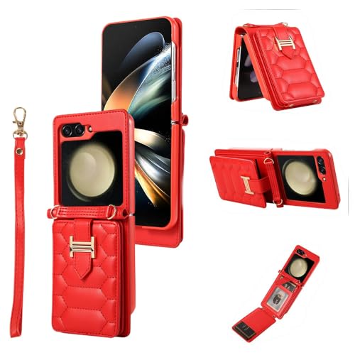 Étui de téléphone en cuir rouge élégant et raffiné conçu pour sublimer le Samsung Galaxy Z Flip