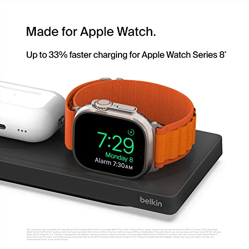 Belkin Magsafe 3-In-1 Wireless Charging Pad - Fast Wireless Charging For Apple Watch, Iphone 14, 13 & 12 Series, & Airpods - Charging Station For Multiple Devices - Black #TOP1