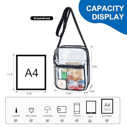 USPECLARE Clear Purse Bag for Stadium Events Clear Messenger Bag for Men and Women2