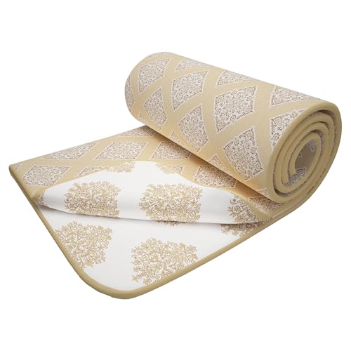 Image of Story@Home Dohar Single Bed Cotton 100% | 150GSM 144 X 220 CM Quilt AC Blanket for Summer | AC Comforter Single Bed | Cream & White, Damask Reversible Design Duvet | All-Season Blanket