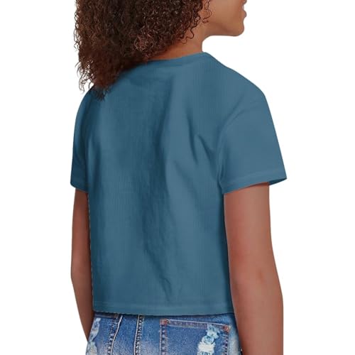 Image of Girl Crop Top Shirts for Summer Cute T Shirts Short Sleeve Tees for Kids 5-16