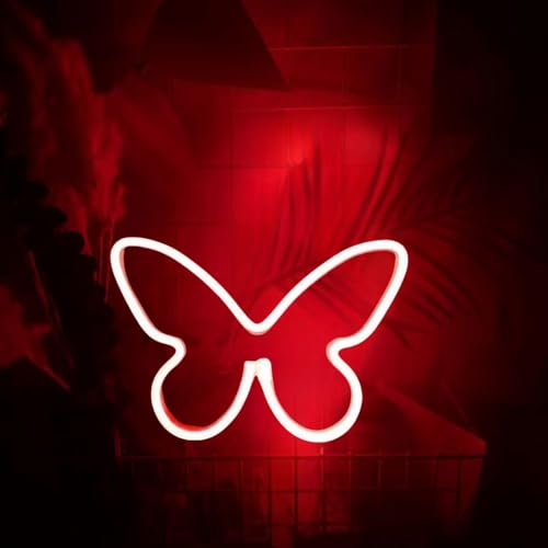 Image of 1 Pcs Butterfly Neon Signs,USB or 3-AA Battery Powered Neon Light or Party, Birthday, Wedding, Bedroom Wall Bar, Bedroom, Indoor