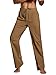 PASLTER Mens Casual Linen Pants Loose Fit Straight-Legs Elastic Drawstring Waist Summer Beach Yoga Long Pants B-Brown