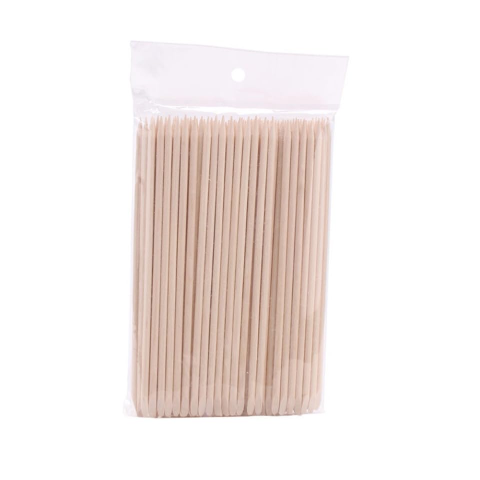 200Pcs Double End Wooden Manicure Pusher Sticks 15cm for Nail Care