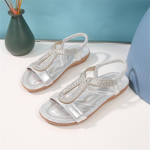 Image of Toddler Girls Sandals Sparkly Rhinestone Girl Shoes Soft Rubber Princess Summer Wedding Party for Little Kid /Big Kid