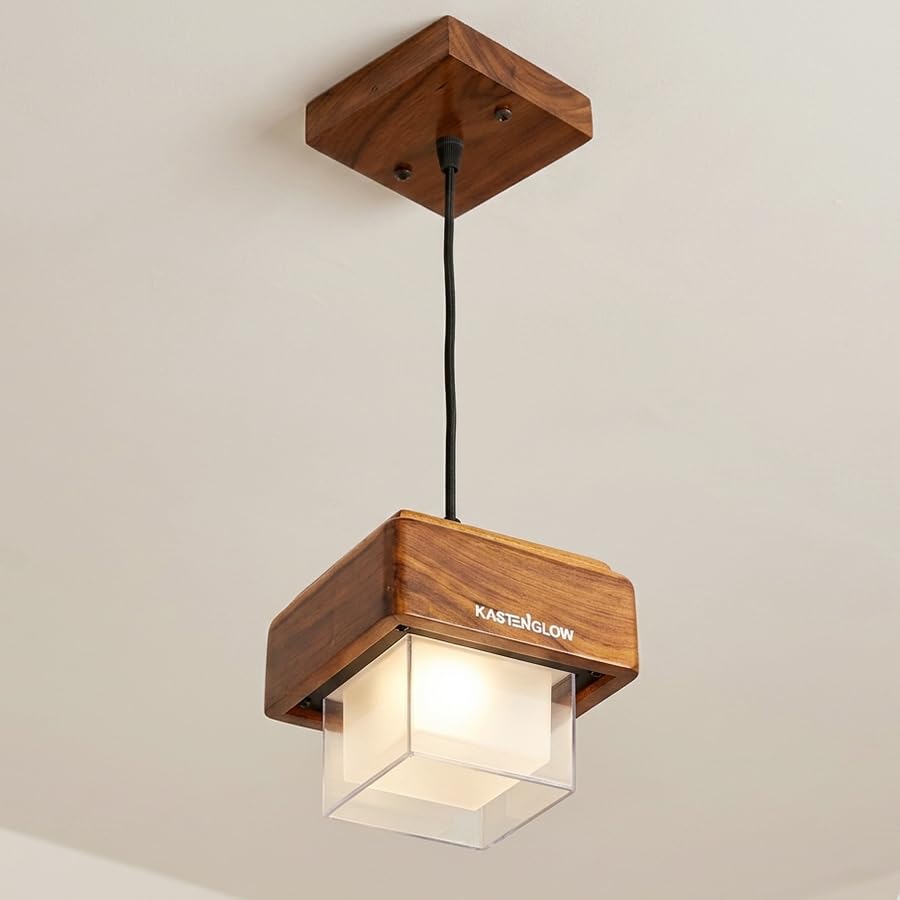 Sheesham Wood Hanging Pendant Ceiling Jhumar Light | 10W Warm White LED | Pendant Lights for Ceiling | Aesthetic Room Decor Light for Bedroom, Living Room, Dining Room, Kitchen, Hall-image-38