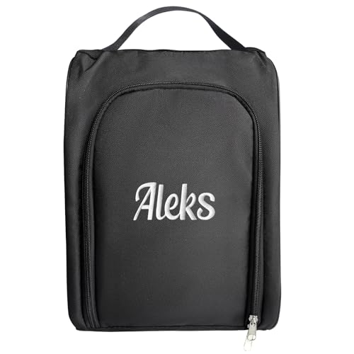 Personalized Golf Shoe Bag - Custom Water-Resistant Cleat Bags for Sports & Travel, Lightweight Shoe Organizer with Zipper & Handle, Durable Shoe Storage for Gym, Soccer, Bowling (Black)