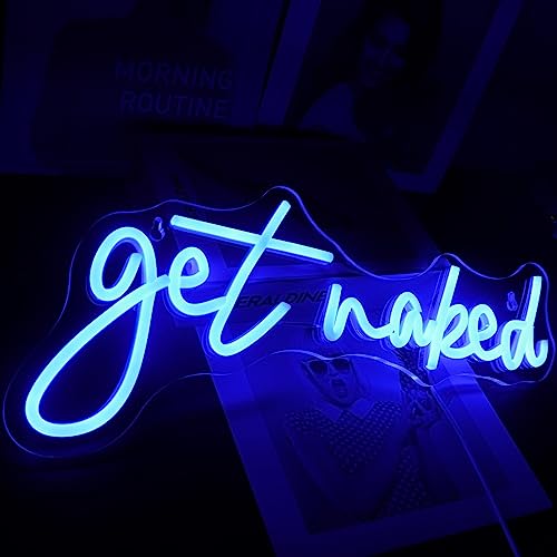 QiaoFei Led "Get Naked" Neon Sign Letters USB Powered Neon Lights for Room Home Bar Art Wall Decor Party Window Living Room Decor Christmas' Gift (Blue)