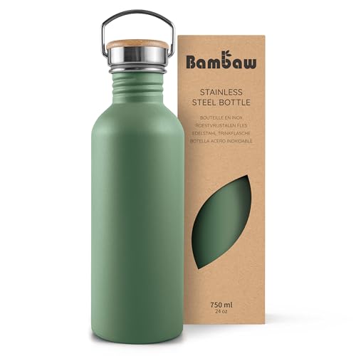 Bambaw 24 oz Stainless Steel Water Bottle, Green Water Bottle ...