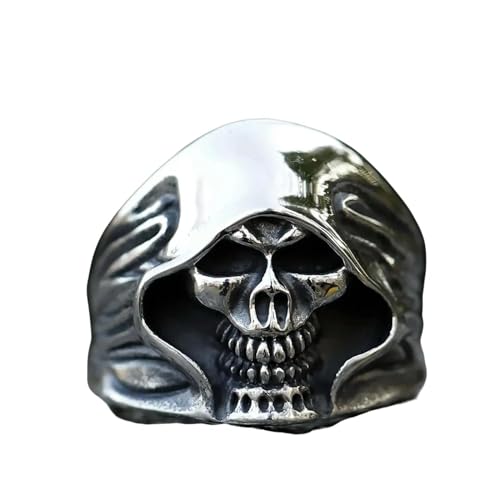 Generic New Men's Ring Punk Death Skull Ring For Men Fashion For Teen Hip Hop Halloween Jewelry Vintage, 13