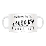 Cadeau personnalisé – Mug MMA (design enveloppé en forme d'évolution) Nom unique – Contour du joueur Jeux Olympique Sport Coach Kungfu KongFu Kun Fan mixte UFC Boxer Kickboxing