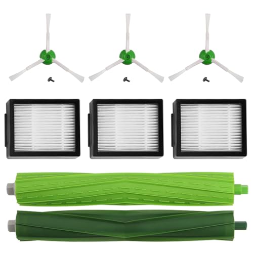 MIRTUX Pack d’accessoires compatible avec Roomba E5 E6 i1 i3 i3+ i7 e5154 e5158 j7 - Kit complet de pièces de rechange - Comprend brosses latérales, filtres et...