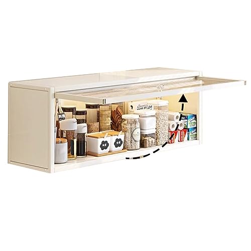 Armario de pared con puertas abatibles, hermosa y práctica solución de almacenamiento para cocina, sala de estar, dormitorio o baño, pequeño estante colgante para espacio organizado