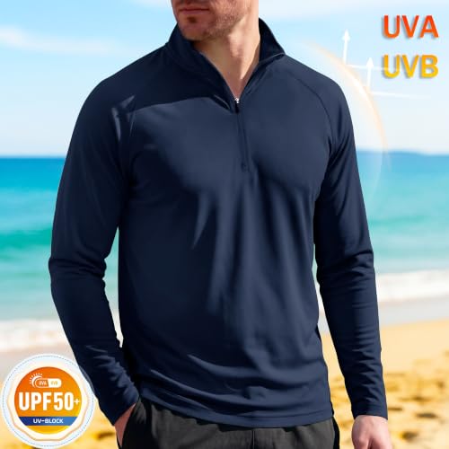 Image of MAGCOMSEN Men's Quarter Zip Pullover Long Sleeve Sweatshirts Fleece Lined Golf Pullover Thermal Gym Workout Tops