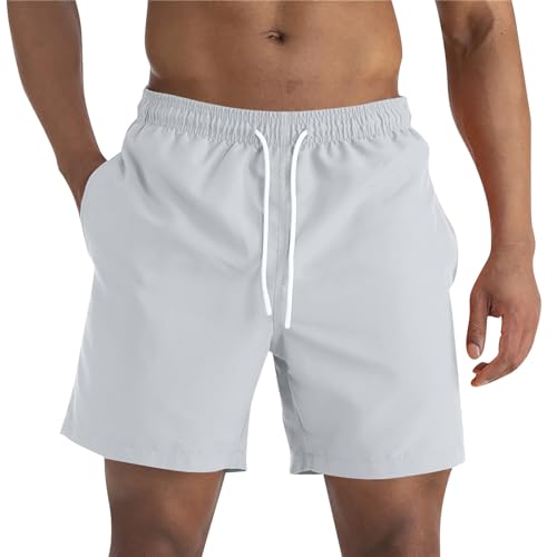 ZEFOTIM Men Swim Shorts Drawstring Funny Solid Color Trunks Board Surf Swimming Suits with Pockets