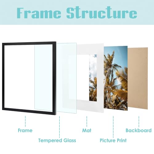 Image of Frametory 16x20 Picture Frame for Wall, Display Picture 11x14 with Mat or 16x20 Without Mat, Gifts for Family (Black, 3 Pack)
