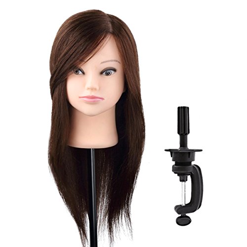 Bestmall Professionnel 100% Vrais cheveux hmuains /Têtes d'exercice Coiffure/Résistante à haute température 56cm-XJTF10K