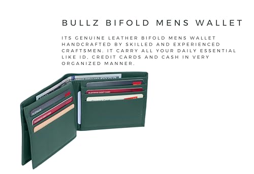 Premium Leather Bifold Credit Crad-ID Billfold Forest Green Mens Wallet3