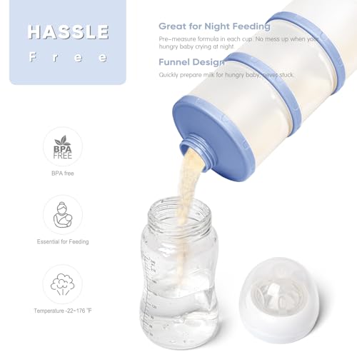 Image of Termichy Stackable Formula Dispenser Portable Milk Powder Container, 2 Pack, Blue