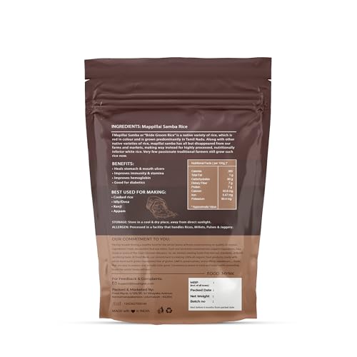 Food Mynk Mappillai Samba Rice (2Kg) | Organic Red rice | Mapla Samba Rice | Hand Pounded Rice | Bridegroom Rice | Red Chawal (2Kg)