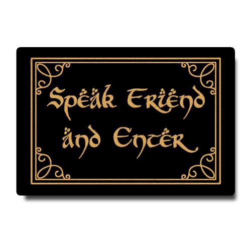 Accssoey Welcome Funny Front Door Speak Friend and Enter Doormat Anti-Slip Mats Home Decor Gift Door Mats for The Entrance Way Indoor 24x16