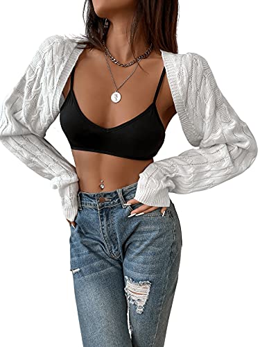 SweatyRocks Women's Long Sleeve Open Front Knit Crop Cardigan Sweater4