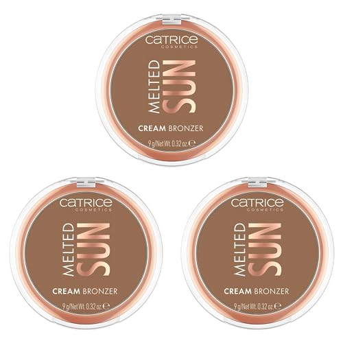 CATRICE Melted Sun Cream Bronzer, Nr. 030, Braun, definierend, sofortiges Ergebnis, natürlich, matt, vegan, ölfrei, ohne Parfüm, ohne Alkohol, 3er Pack (3x9g)