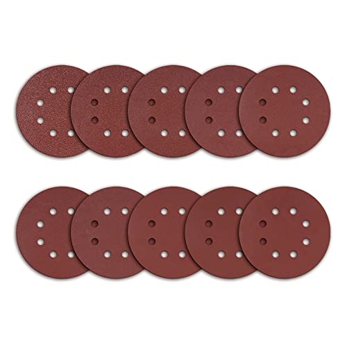 bemece Exzenterschleifer Schleifpapier, Klett Schleifscheiben 125mm 10 x 40/60/80/120/150/180/240/320/600/800 Körnung 8 Löcher Schleifpapier Set für Exzenterschleifer (100 Stück) Cover