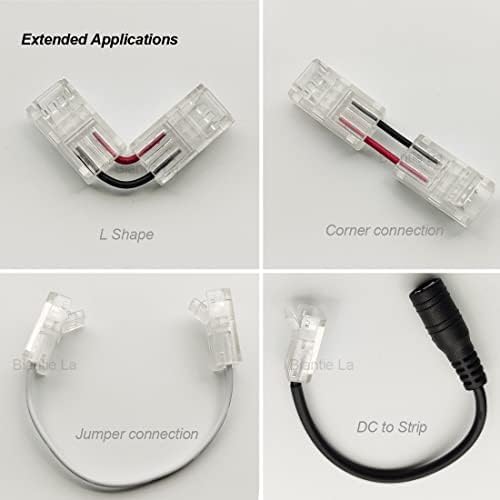 Miniatura 5 de Conector de tira LED COB de 2 pines de 0.315 in a cable, clips sin cable, adaptador sin soldadura, conexión de extensión para tira de luces LED de