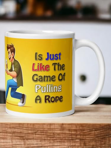Image of Better Gift Flowers Tug of War Coffee Mug, Round Shaped Multicolor Themed Coffee Mugs, Mug for Gifting, Gifting Items for Family, Friends & Closed Ones