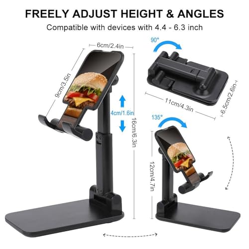 Support de téléphone portable réglable et compact en forme de hamburger rigolo pour bureau - 2