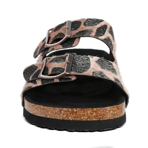 YZ Women's Cork Footbed Sandals Open Toe Slippers Adjustable Buckle Flat Sandals + Comfort Slip-On Shoes4