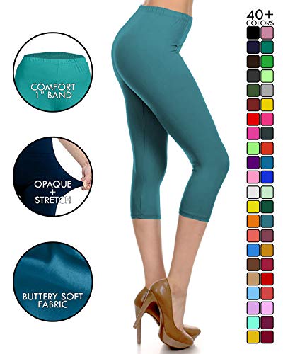 Image of Leggings Depot Women's High Waist Leggings Soft 1 inch Waistband Solid Pants - Regular, Plus, 1X3X, 3X5X