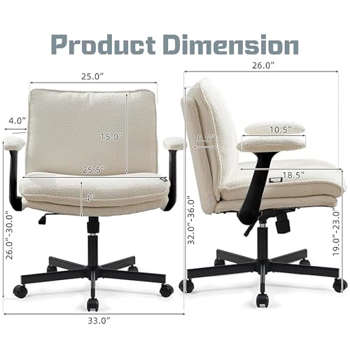 Image of DROGO Zen Pro Criss Cross Legged Office Chair for Work from Home with Flip-Up Armrest & Wide Thick Cushion Seat | Computer Study Chair with Adjustable Height, Recline & Heavy Duty Metal Base (Beige)