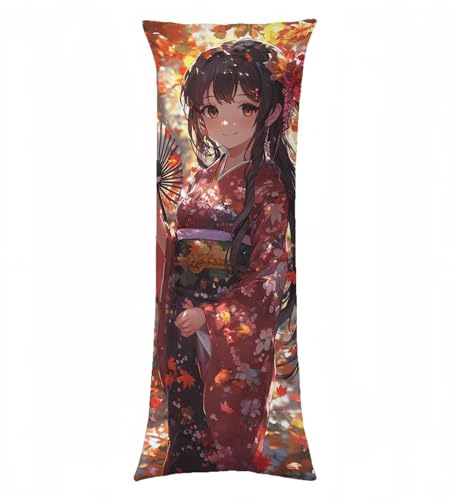 Housse de Traversin 150 cm x 50 cm Japonais Taie d'oreiller Dessin animé Taie de Traversin Velour Améliorer Sommeil Qualité Protège Oreiller Double Face...
