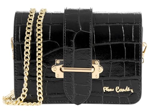 PIERRE CARDIN Sac femme, Vrai Cuir, Cuir Petit, À l'épaule, Multifonction, Élégant, Sac pour Femme, À l'épaule, Multifonction, Sacs Femme, Noir , S