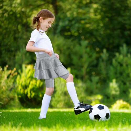 ONESING 3 Pack Knee-Length Leggings with Skirt for Girls 4-11 Years - Stretchy Athletic Leggings - Summer Pant Skirt Leggings3