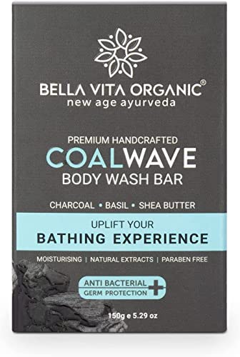 Verem Bella Vita - Jabón natural orgánico CoalWave con carbón, manteca de karité y albahaca para una limpieza profunda, mejor para poros obstruidos, puntos negros, 150 g