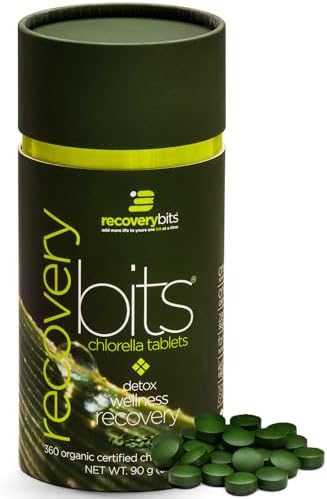 RECOVERYbits – Organic Chlorella Tablets – Plant-Based Algae Superfood – Chlorophyll – Cracked Cell Wall – Energy – Immune System – Detox – Keto – Vegan – Non-GMO – Small Canister – 360 Tablets