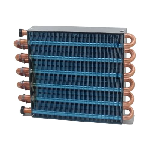 Kleiner Kondensatorkühler mit Gehäuse, Kühl-/Gefrierschrank, wassergekühlt, Wärmetauscher aus Aluminiumlamellen und Kupferrohren mit...